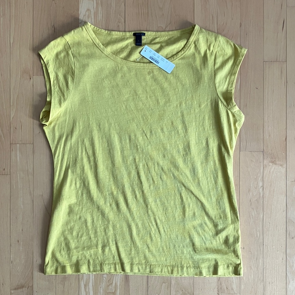 NEW J.Crew Ballet cap-sleeve linen-cotton t-shirt Large